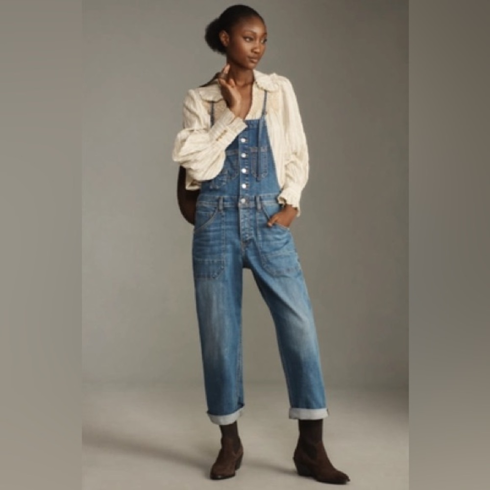 Pilcro Anthropologie painter Blue Denim Overalls size 26 - Picture 7 of 10